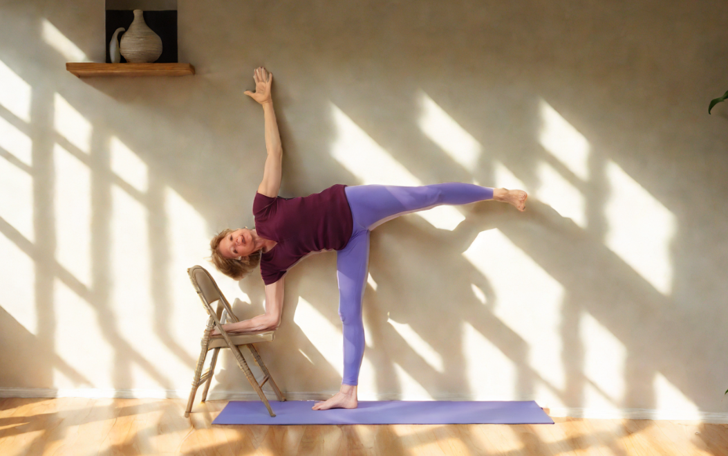 yoga pose against a wall